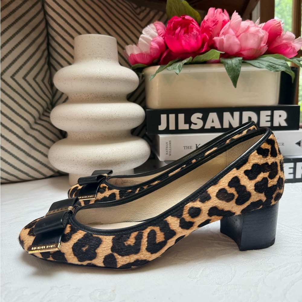 Michael Kors Brown and Black Heels with Leopard Print in Calf Hair.
